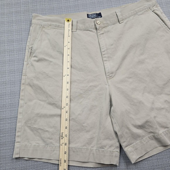 Polo Ralph Lauren Shorts Mens 38 Khaki Beige Chino 7 Inseam Flat Front Casual - Picture 4 of 12